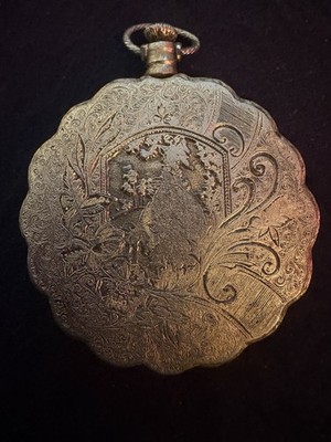 Vtg Max Factor English Garden Pocket Watch Compact Mirror Pressed Powder