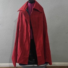 Red Cape 43" Heavy Fabric Large Collar Graphic Lining Missing Collar Closure