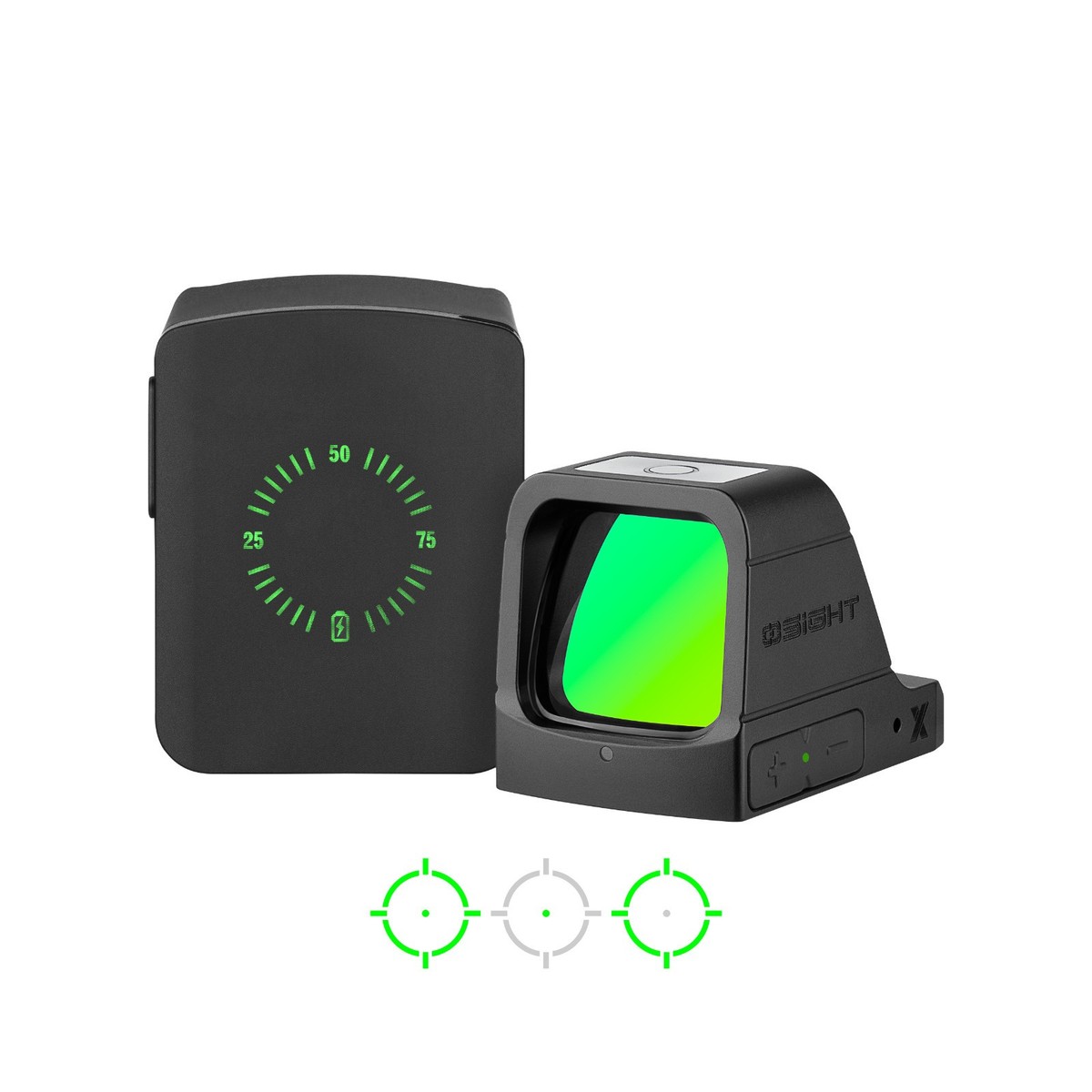 Osight X Open GRN 3 MOA Dot/32 MOA Circle Sight, Magnetic Charging