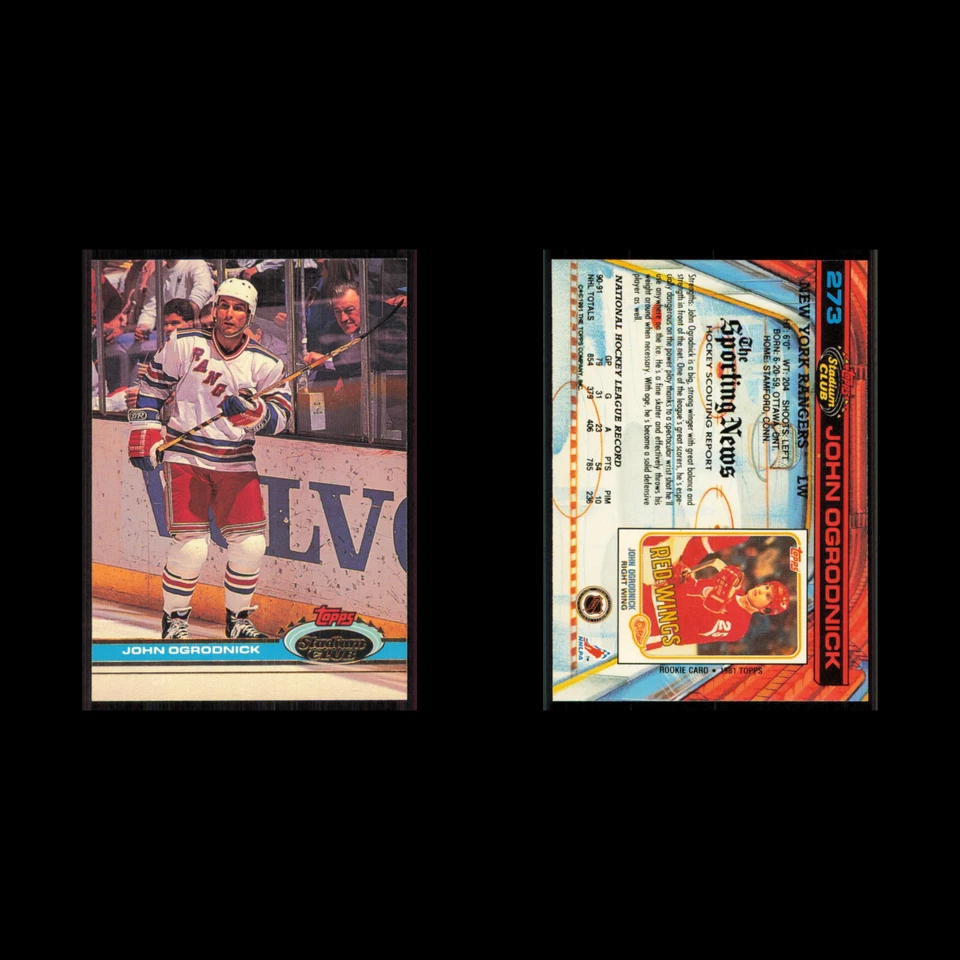 John Ogrodnick #273 1991 Topps Stadium Club New York Rangers Hockey Card NHL NM - Image 3 of 3
