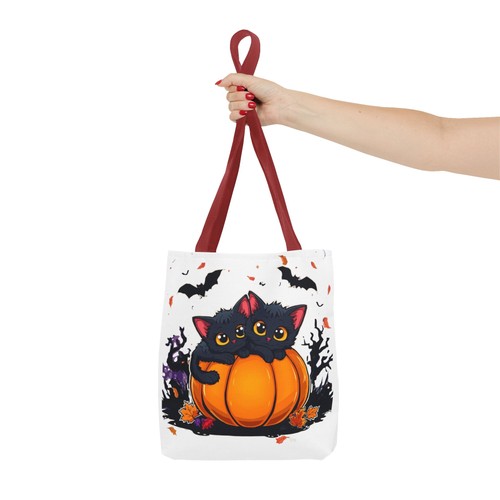 Cute Black Cat Halloween Tote Bag Pumpkin Cat Lovers Fall Gift - Picture 37 of 41