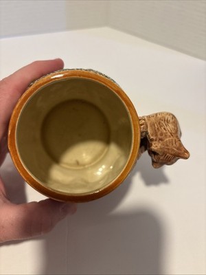Vintage Lego Stein Style Ceramic Coffee Mug With Fox Handle Made