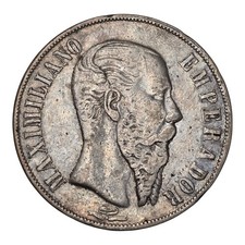 Scarce 1867 Mexico Peso Empire Of Maximiliano World Silver Coin