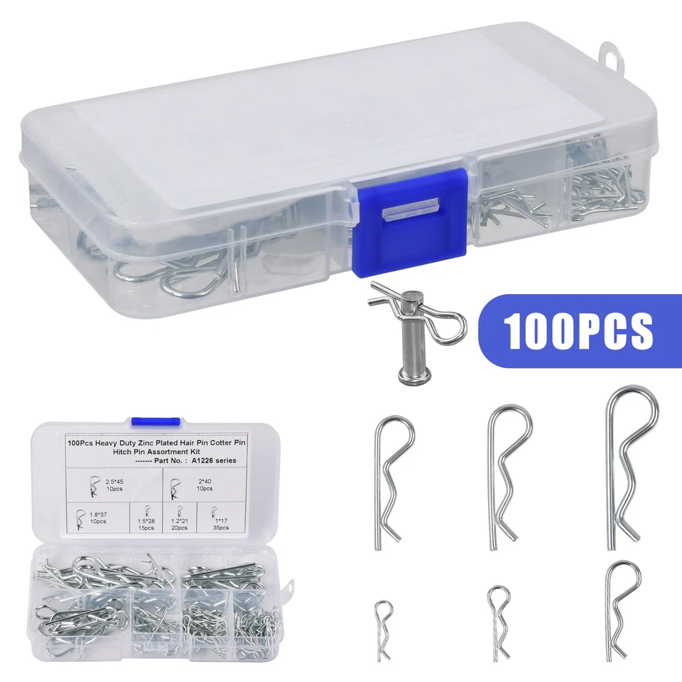 Splinte Sortiment 100-tlg Federsplinte in 6 Größen, Federstecker, Splint Set DE - Bild 4 von 4