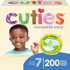 Cuties Complete Care Baby Diapers Unisex Size 7 Over 41 Lbs Heavy Absorb 200