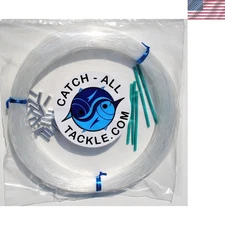 Clear Fishing Leader Kit - 100yd Monofilament, 300lb  with Loop Protectors