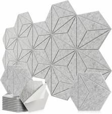 12 Pack Hexagon Acoustic Panels, DIY Sound Proof Foam Panels for Walls, High Den