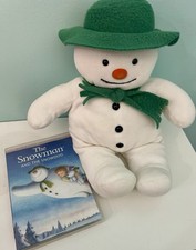 VTG Eden The Snowman Plush 15 Green Hat Scarf Raymond Briggs W/DVD Read