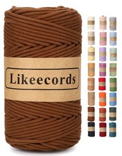 Braided Cotton Cord 3mm 109 Yards Natural Macrame 1 Skein - 3mm, Brown
