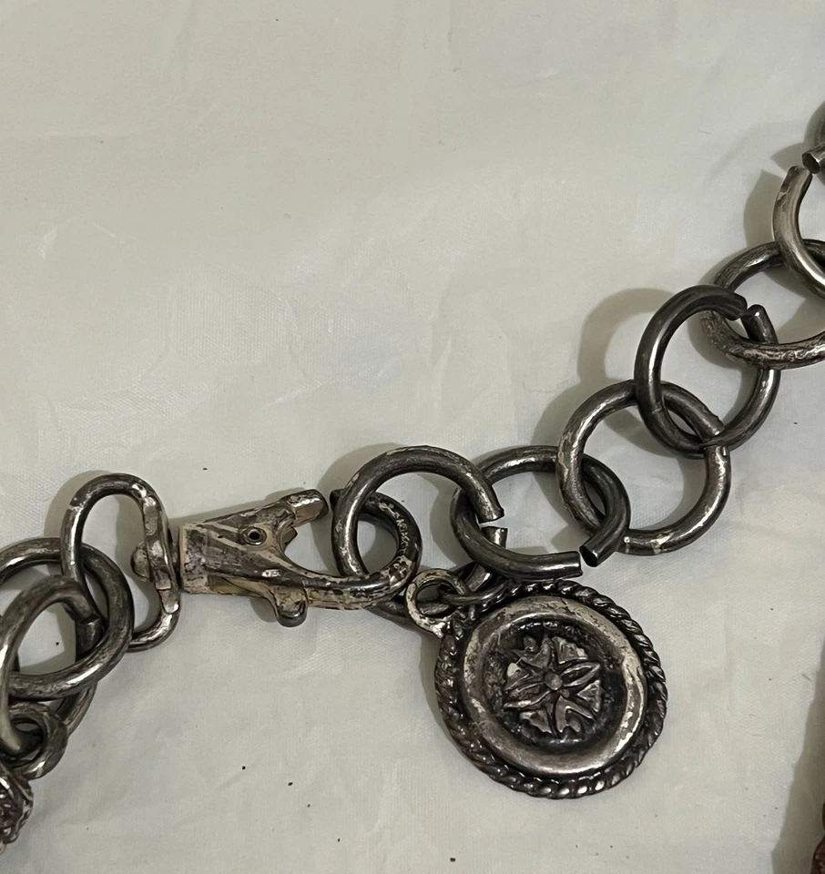 Cinturón de Colección Western Trenzado Dije Para Mujer 36Marrón Cuero Cuerda Metal HECHO EN ITALIA Foto 3 de 4