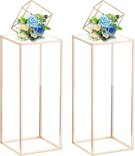 Nuptio Gold Metall BlumenstäNder Vase: 80Cm Hoch, Mit Acrylplatte-image