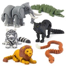 6PCS 3D Printed Safari Animals Figures Toys, 2 inches, 6pcs Wild Animal