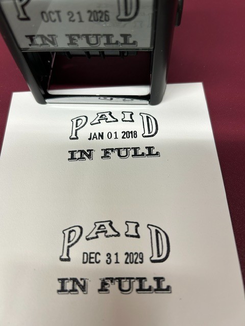 Self Inking Date Stamp PAID IN FULL Good From Jan 1 2018 - Dec 31 2029