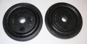 Set of 2 Vintage Hercules 10 pound 1 inch standard weight plates 20 lbs total wt