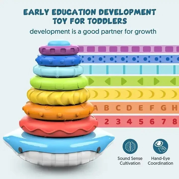 Stacking Toys for Toddlers 1-3,Rainbow Stacking Rings Sensory Montessori Toy - Image 2 of 4