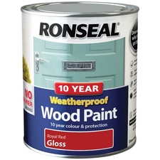 Image of Ronseal 10 Year Weatherproof Wood Paint Royal Red Gloss 750ml