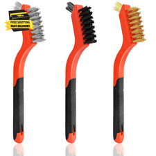3PCS Wire Brushes for Cleaning Rust, Nylon, Brass  Stainlesssteel Bristles       