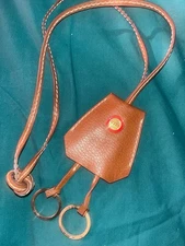 032c Leather Keychain Brown Embossed Emblem Necklace Neckwear Genuine Clochette