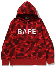 A Bathing Ape BAPE "Color Camo BAPE Pullover Felpa con Cappuccio" Rosso 1M30-114-007 Taglia M