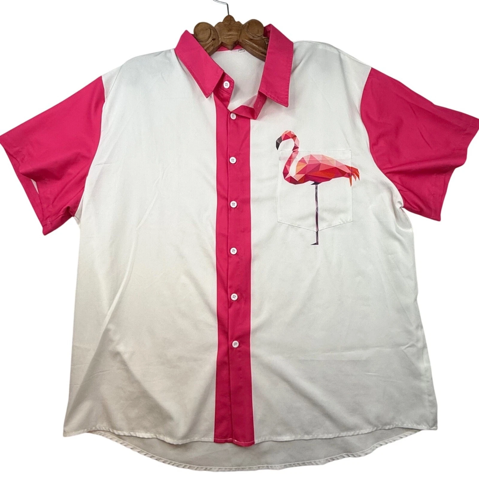 Geometric Flamingo Shirt Mens Short Sleeve Tropical 2x vacation retro summer