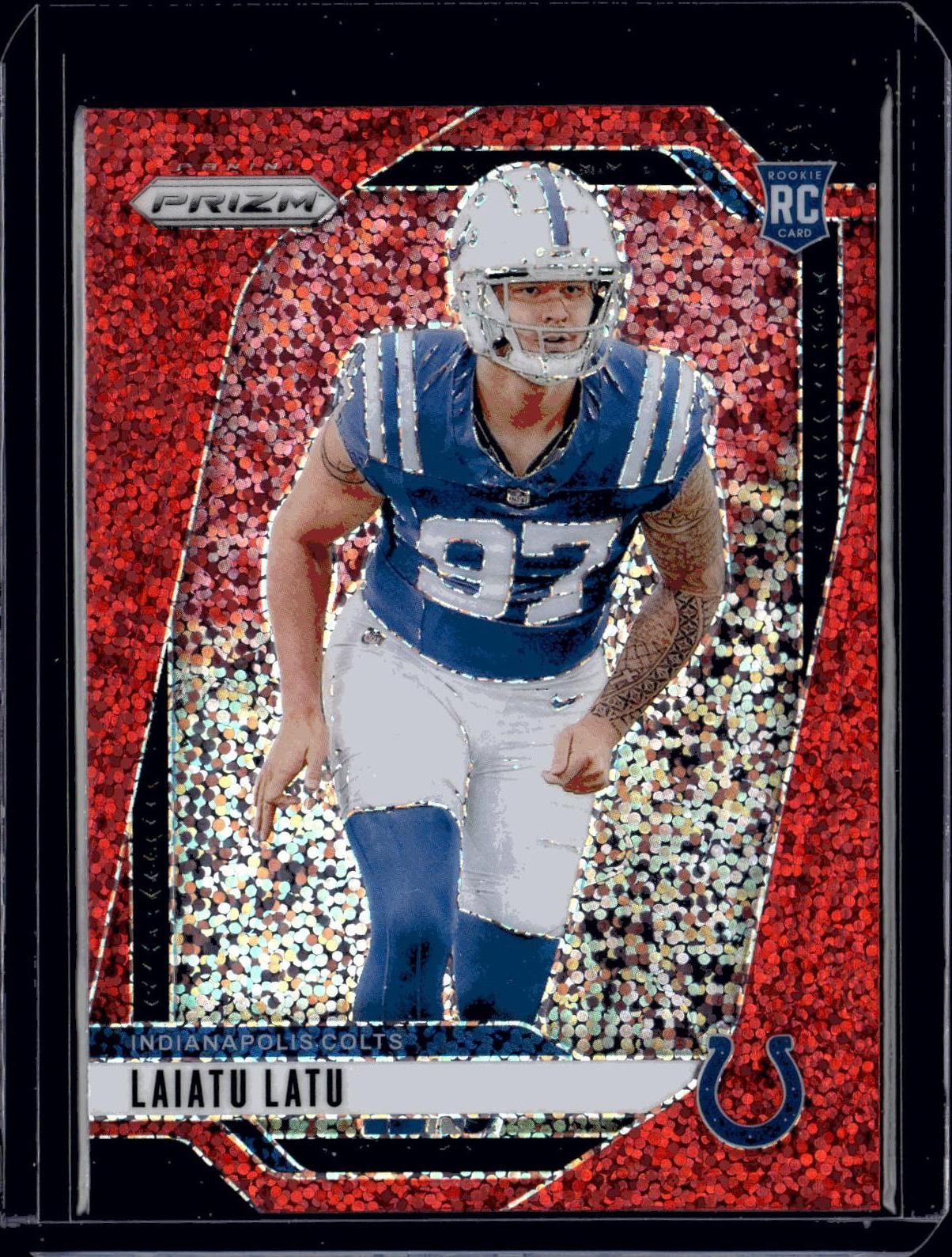 2024 Panini Prizm #366 Laiatu Latu Red Sparkle