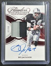 BO JACKSON 2025 PANINI FLAWLESS #9 DISTINGUISHED JERSEY PATCH AUTO RUBY 9/15
