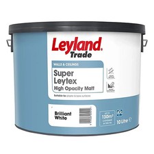 Leyland Trade Super Leytex 10Ltr Brilliant White Matt Emulsion Bare Plaster Pain
