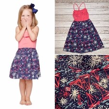 Lilly Pulitzer Dory Dress Girls Size XL Ruffle Sparks Fly Fireworks 4th Of July