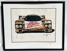 Derek Bell Autographed Laser Print of Miller High Life Porsche 962, Car #14