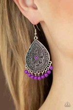 Paparazzi BLOSSOMING TEARDROPS purple earrings