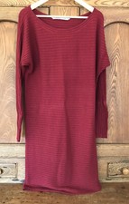 Athleta S 4 6 dark red lightweight wool pencil sweater dress tunic ribbed knit