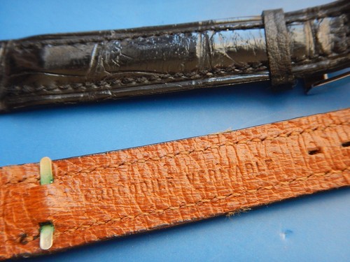 16 mm CROCODILE VÉRITABLE NOIR GROSSES ÉCAILLES OUVERT POUR ANSES FIXES SOUDÉES - Imagen 12 de 14