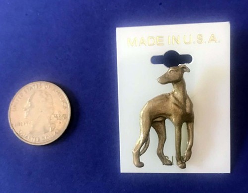 Pin de galgo o whippet platino "Mirando hacia atrás" - para solapa, corbata o sombrero - Imagen 2 de 2