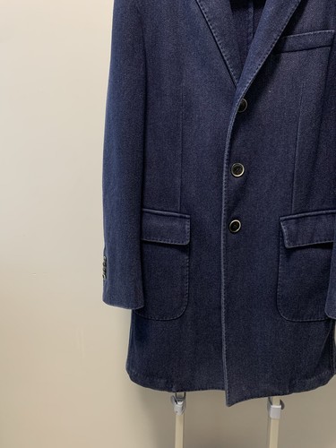 L.B.M 1911 Mens Wool/Cashmere Patch Pockets Navy Blue Overcoat Size 48 - Picture 4 of 11
