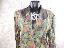 Vintage 80s 90s Bright Floral Abstract Multi Color Three Button Blazer Jacket 8