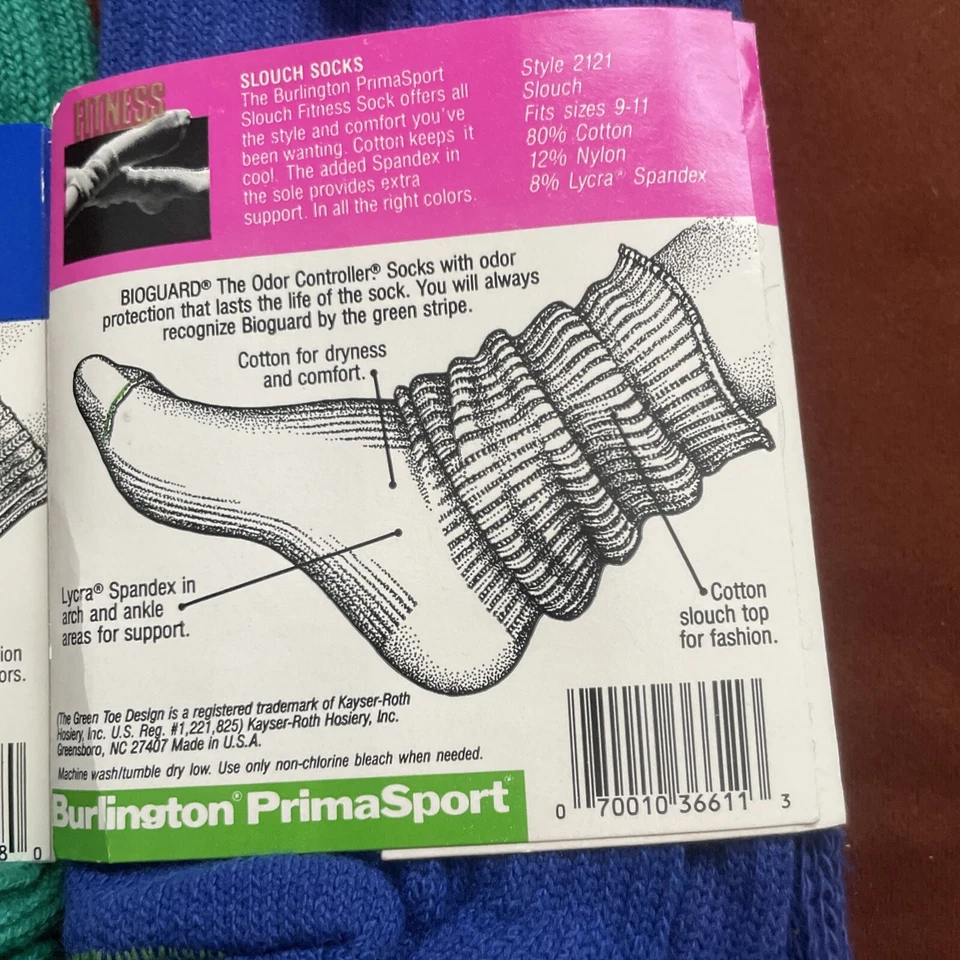Calcetines holgados plegables de algodón vintage azul real y verde 3pr para mujer Burlington Foto 2 de 4