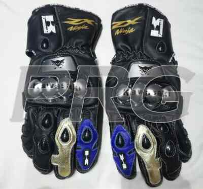 Kawasaki Motorcycle Racing Leather Gloves   High-Performance Rider Safety Gear