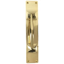 Heavy Duty Smooth Brass Contemporary Door Handle 12 inches - Choose Finish