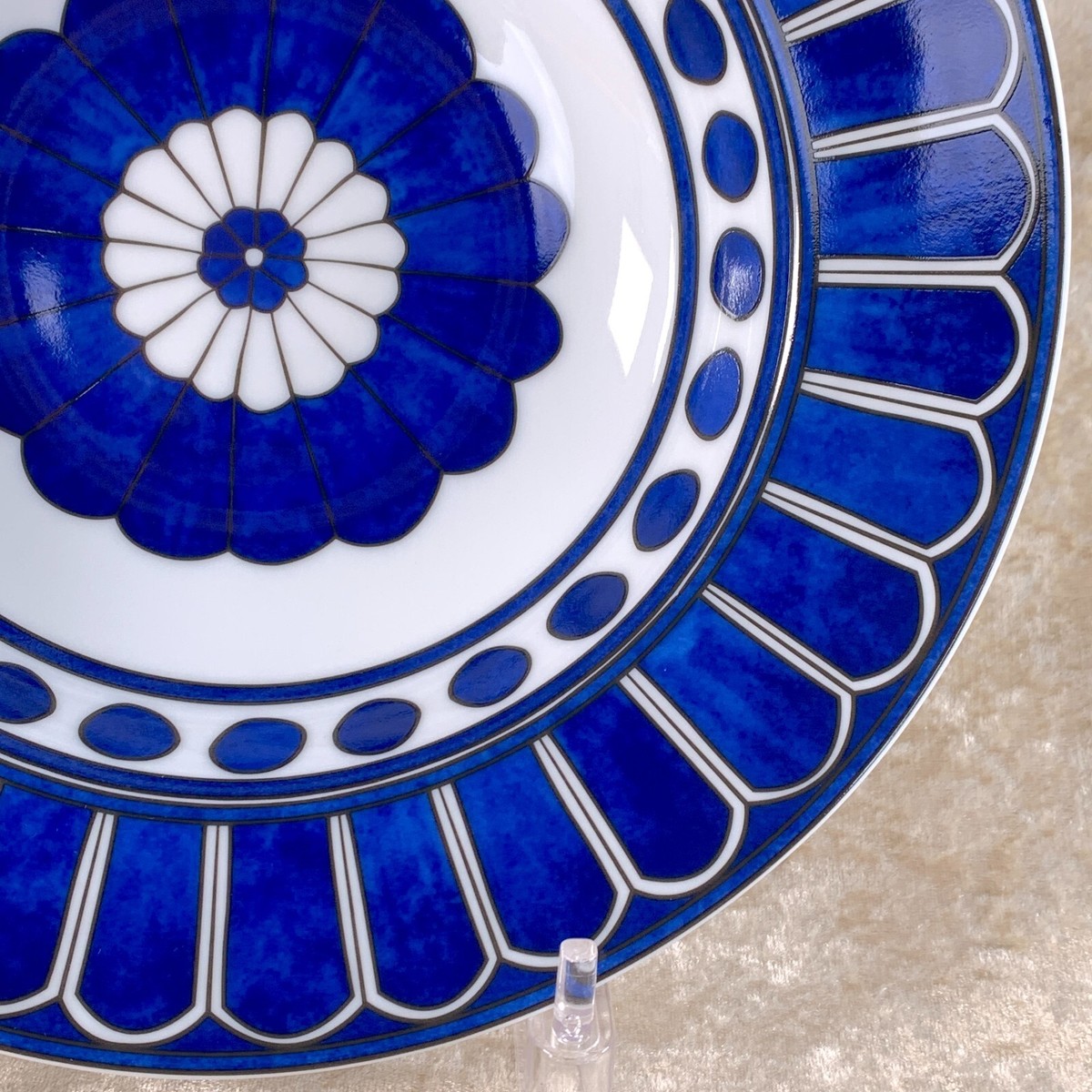 Hermes Paris Pasta Soup Plate Bleus d'Ailleurs Blue Porcelain 24cm