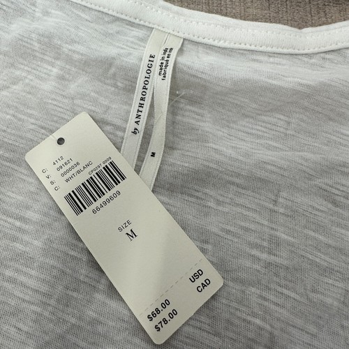 NWT Anthropologie Ruched White Ruffle Top, Size Medium - Cream -100% Cotton - Picture 3 of 8