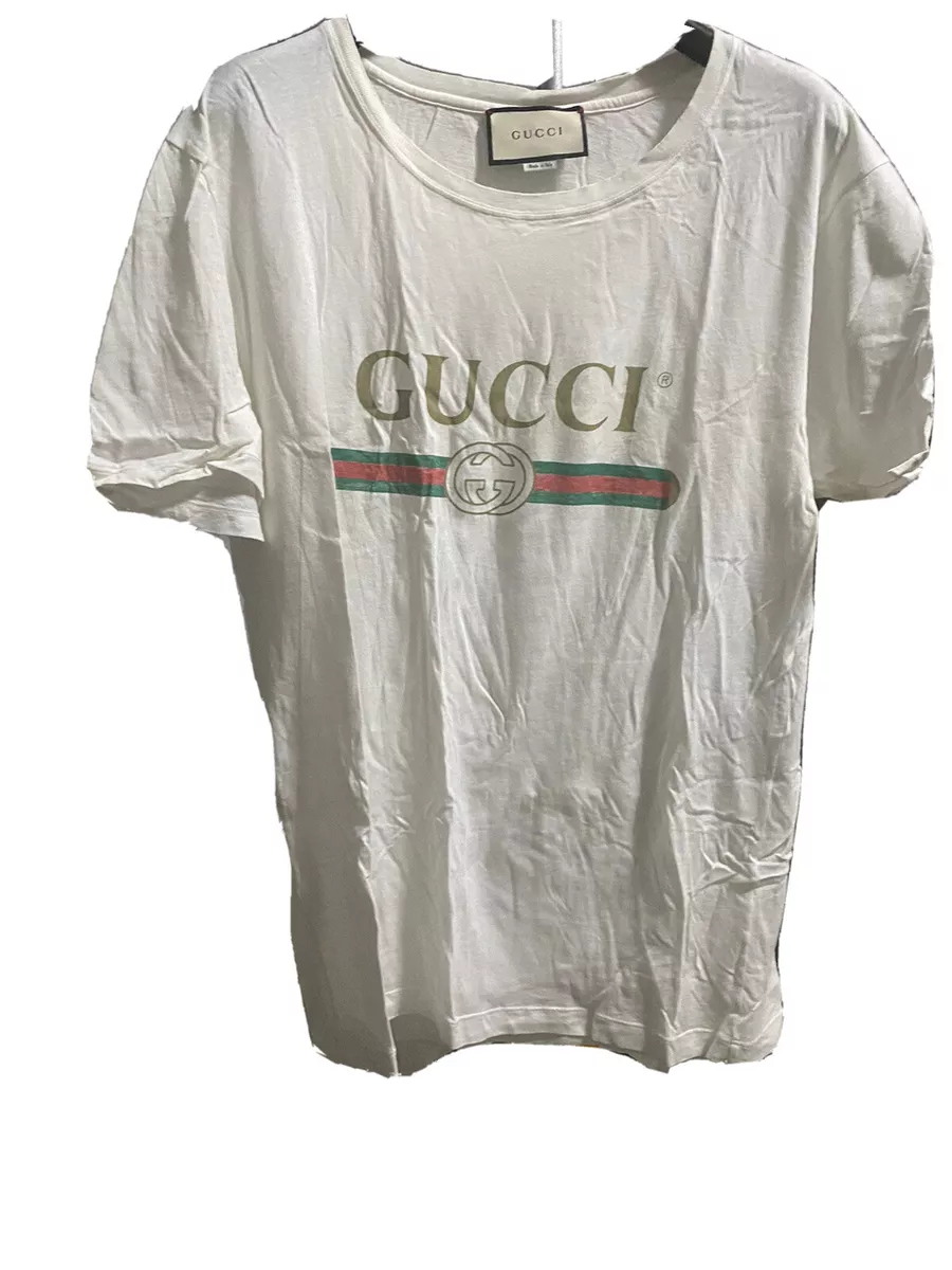 Oversize washed T-shirt with Gucci logo