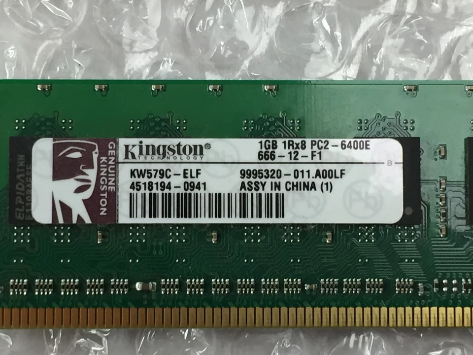 Kingston (2x1GB) 2GB of 1Rx8 PC2-6400E Dell Part # SNPKN992CK2/2G  - Image 2 of 4
