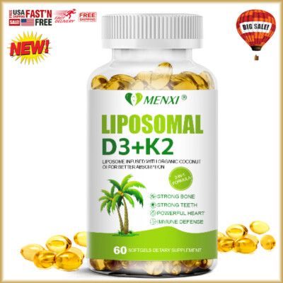 Liposomal Vitamin D3 5000 IU K2 MK7 100 mcg, Vit D and K Supplement Softgels