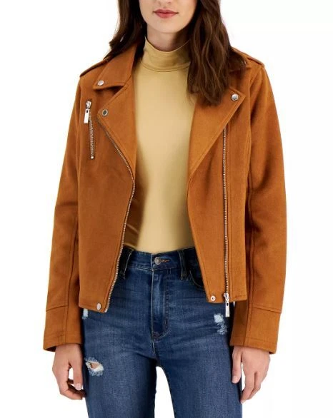 Jou Jou Juniors' Brandy Faux-Suede Moto Jacket , Medium | eBay