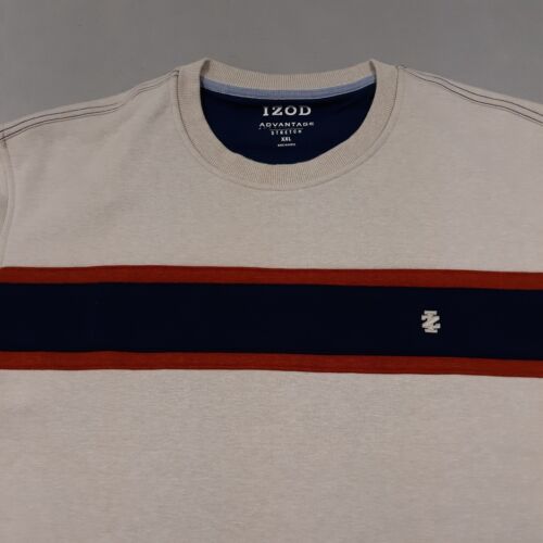 IZOD Sweatshirt Mens Size 2XL Beige Crew Neck Polyester Blend Performance Golf - Picture 2 of 11