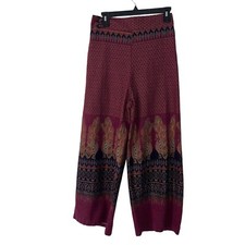 Vintage Pants Womens Size Medium High Waist Elastic Back Wide Leg Bohemian Boho