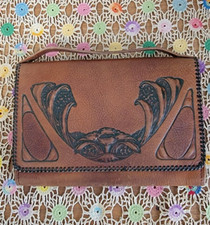 Art Nouveau Arts and Crafts Leather Purse-Clutch-Wallet, Tooled, Embossed Meerer