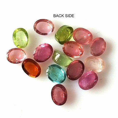Tourmaline 4X3 mm Oval Shape Multi Color Cabochon Natural Gemstone 15 Pieces Lot - Picture 3 of 5