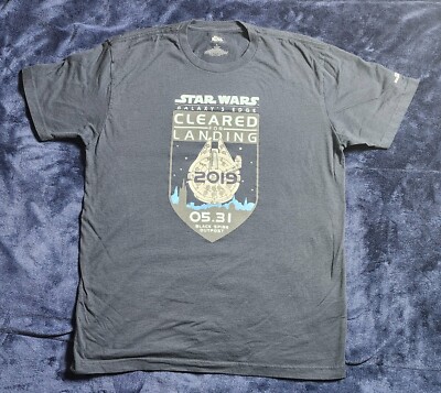 Disney Star Wars Galaxy's Edge Cleared For Landing 2019 T-Shirt Size L Blue