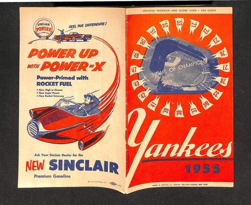 JUNE 26, 1955 CLEVELAND INDIANS @ NEW YORK YANKEES SCORECARD, SCORED